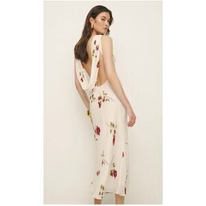 Reformation Floral Midi Dress in Cream and Red
